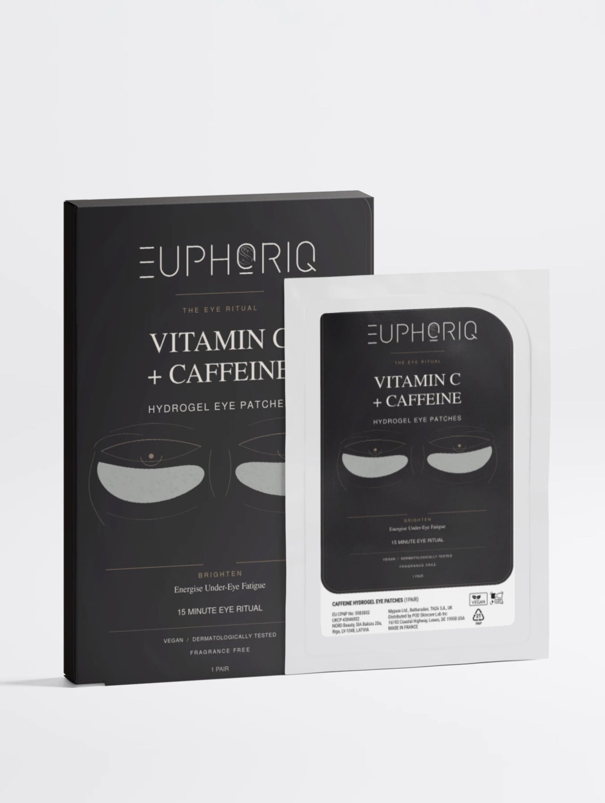 Euphoriq Vitamin C and Caffeine Hydrogel Eye Patches box and sachet